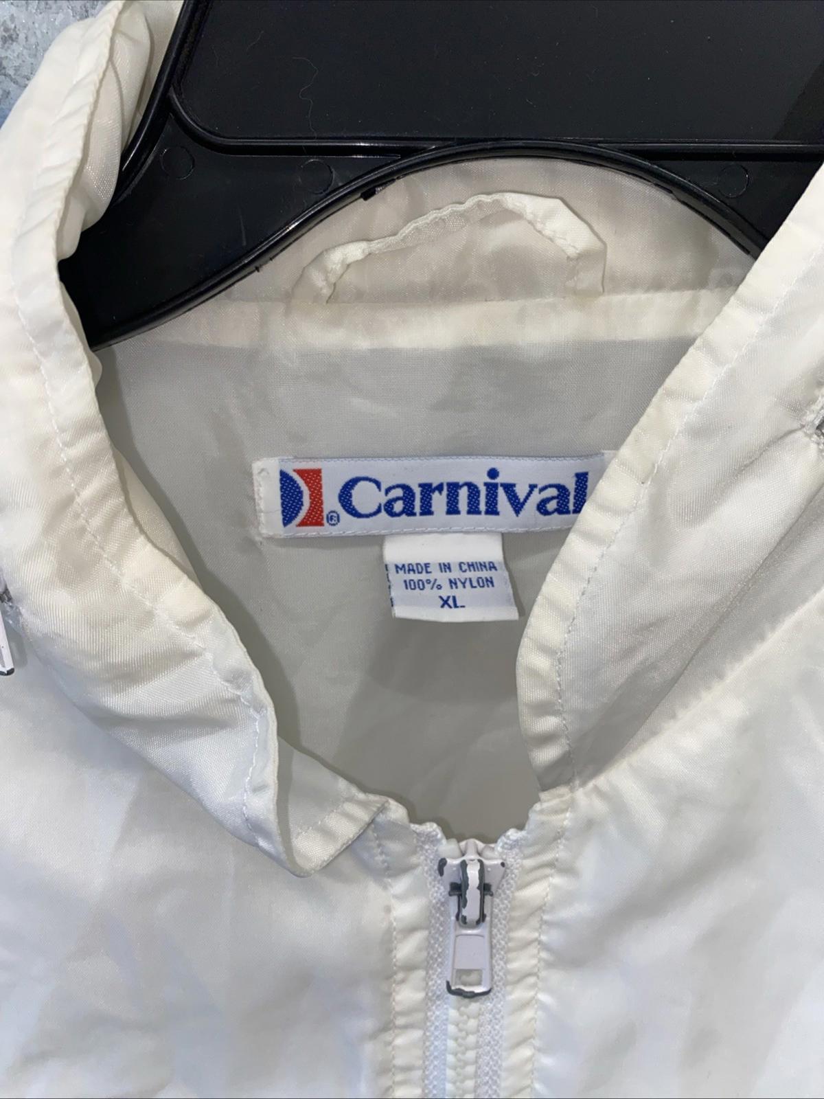 Vintage 1980’s Carnival Cruise Lines Windbreaker Jacket With Zip Hood Nylon XL