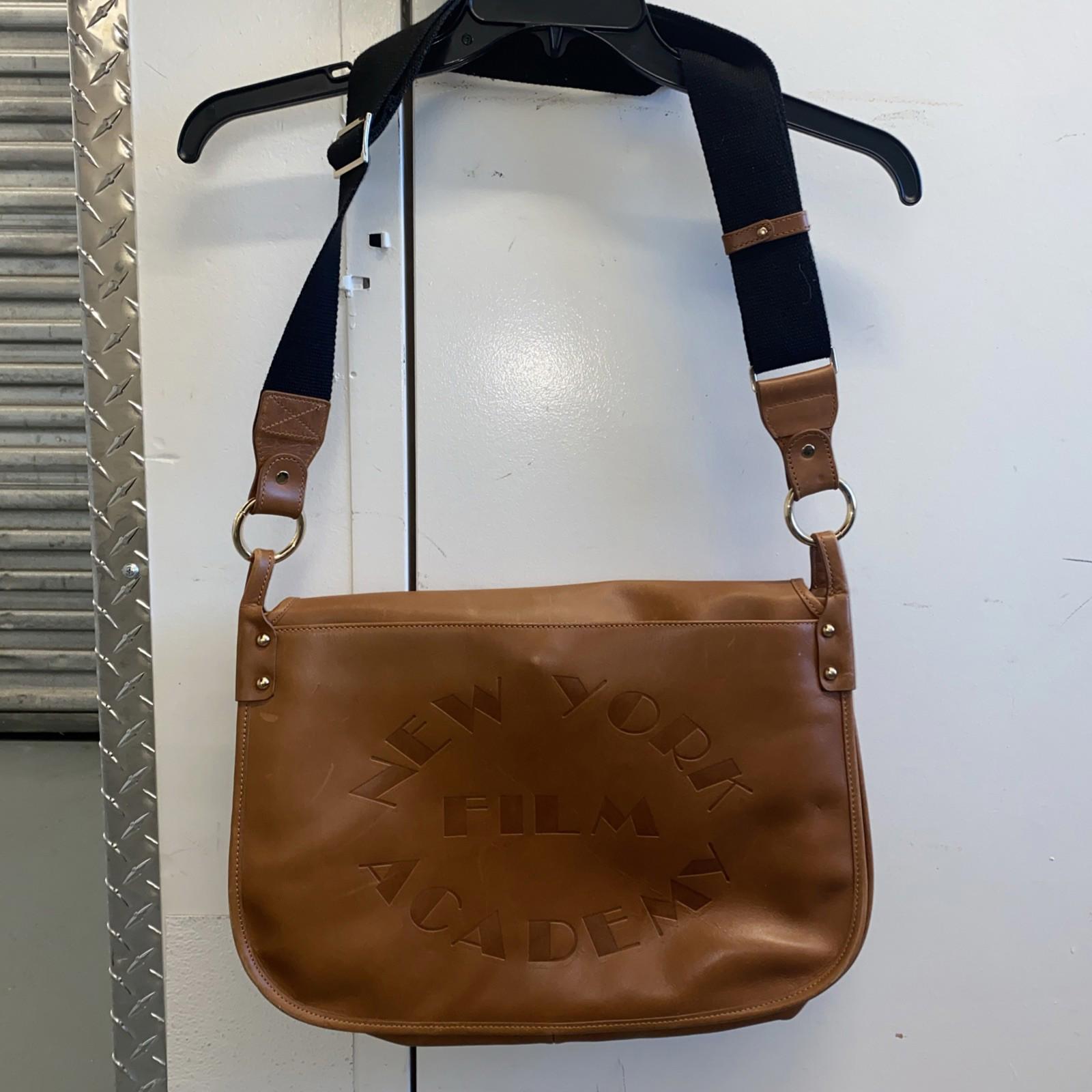 Vintage New York Film Academy Genuine Leather Book Bag Laptop Multi Pockets