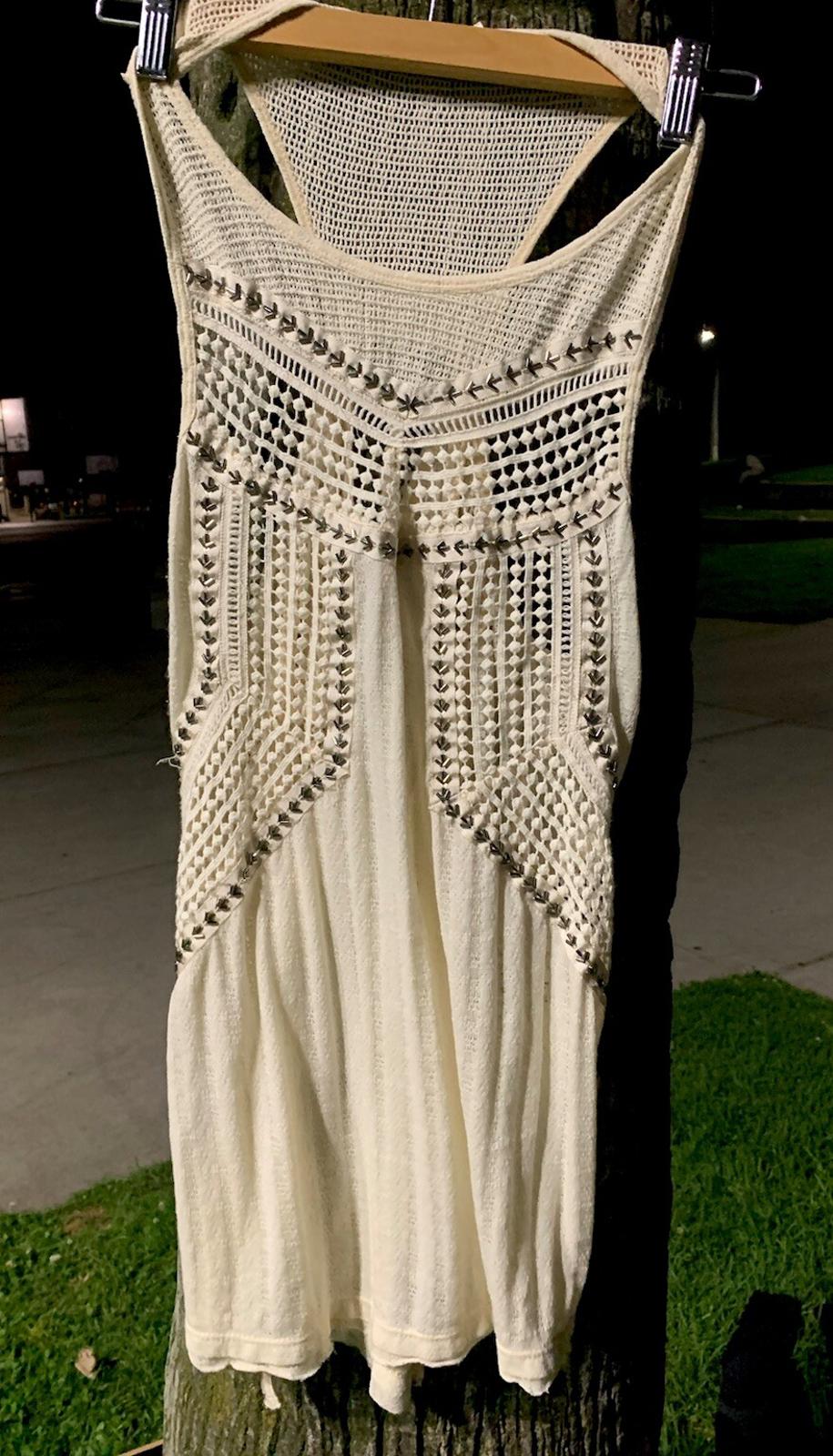 Free People Trinity Boho Chic Beaded Crochet Tank Top Size XS