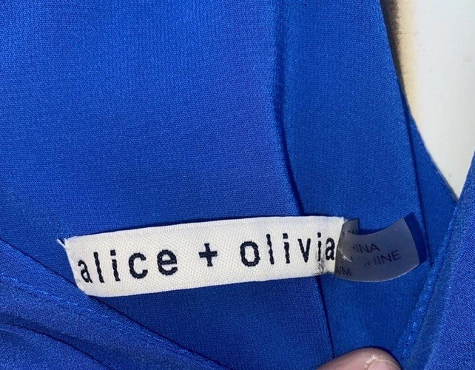Alice + Olivia Fierra Y-Back Silk Slip Tank Dress Blue M
