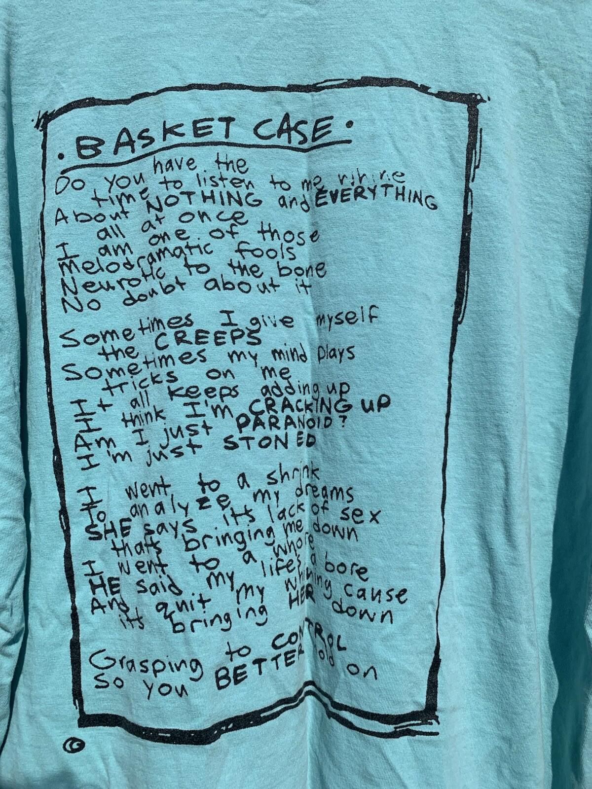 Green Day Basket Case Song Lyrics Blue T Shirt 3XL