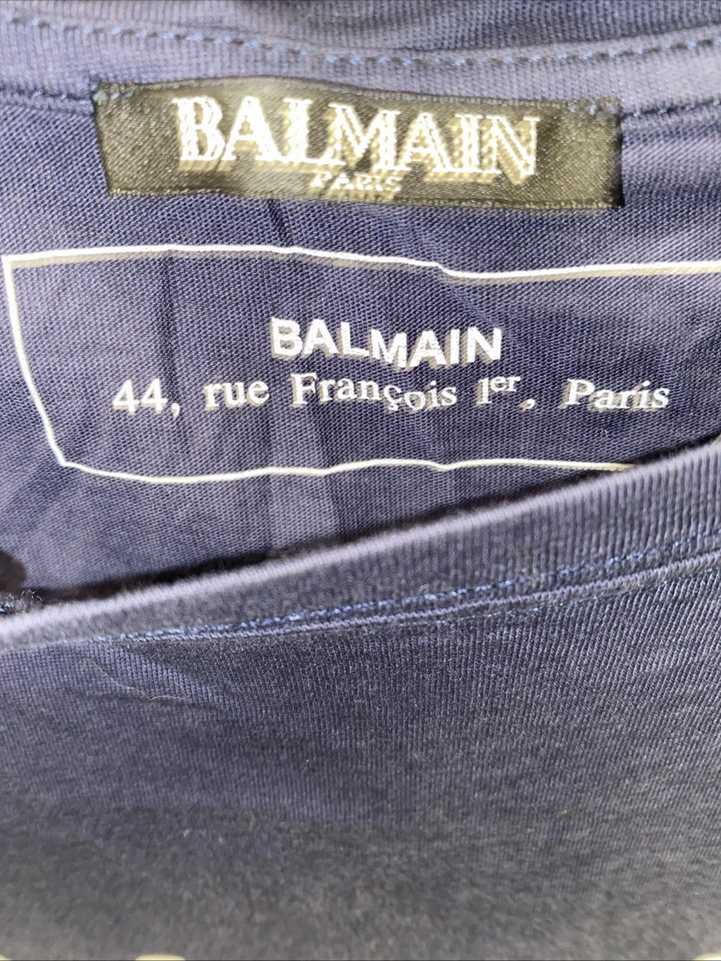 Balmain Paris Womens Blue Logo T Shirt Size Medium