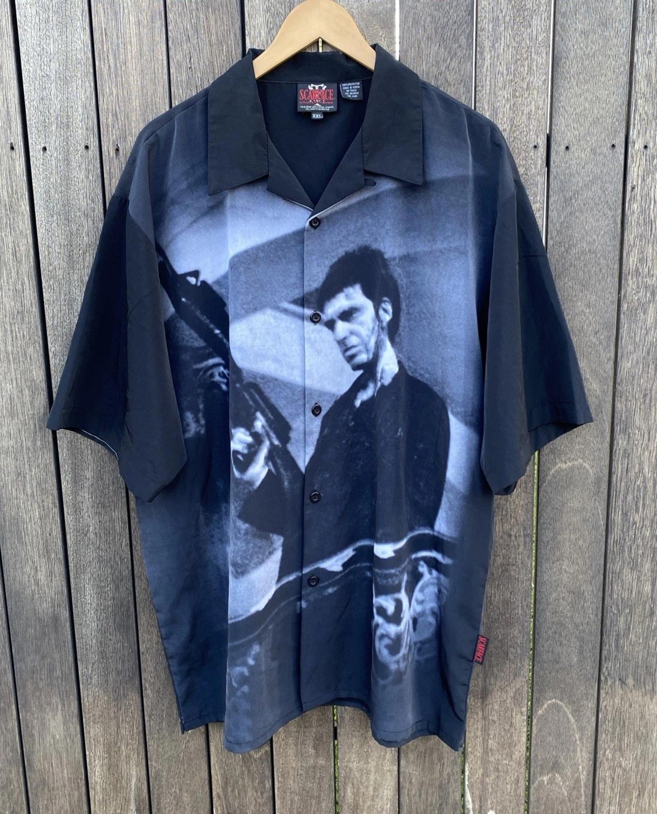 RARE SCARFACE TONY MONTANA UNIVERSAL STUDIOS Dragonfly Men’s Dress Shirt XXL