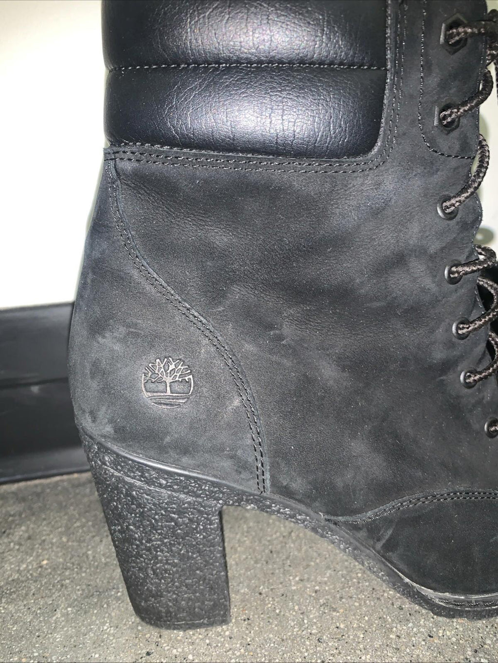Timberland Tillston Ankle Boots High Heel Black Suede Womens 8.5