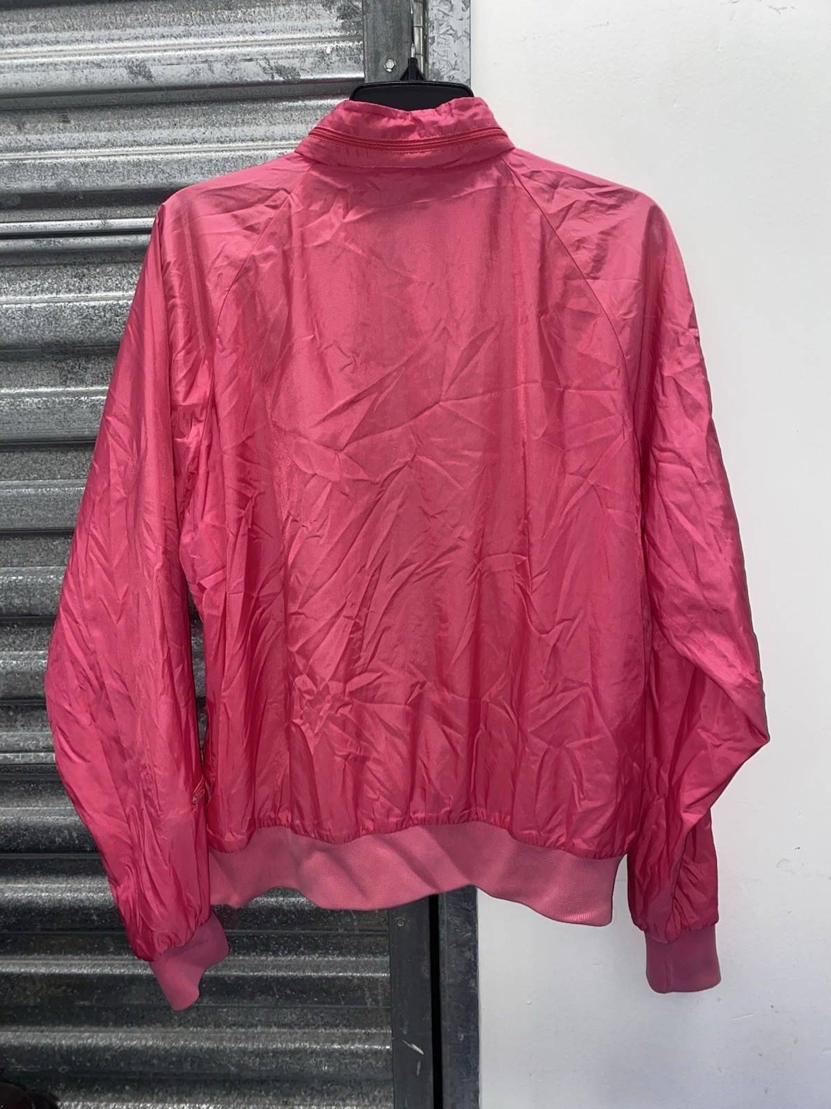 Vintage 1980s Lady La Mode Hot Pink Windbreaker Jacket Zipper Pockets Medium