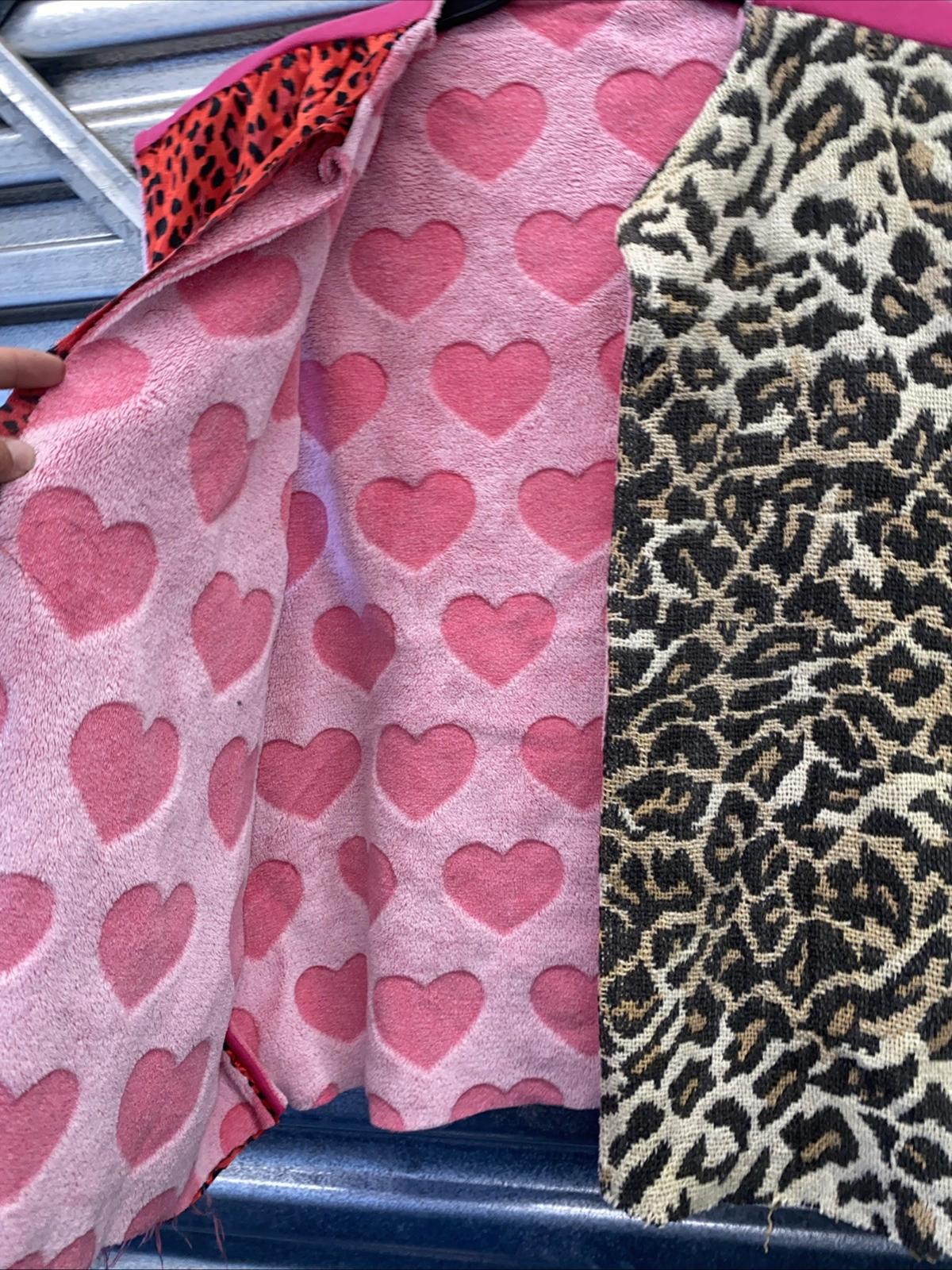 Handmade Reversible US AIR Cheetah Print And Fuzzy Pink Hearts Coat Vest Size XL