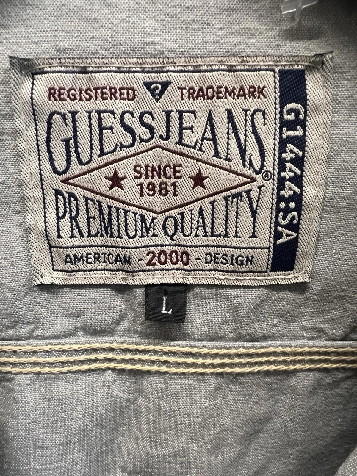 Vintage Guess Denim Trucker Jacket Mens Large Gray Workwear USA Made