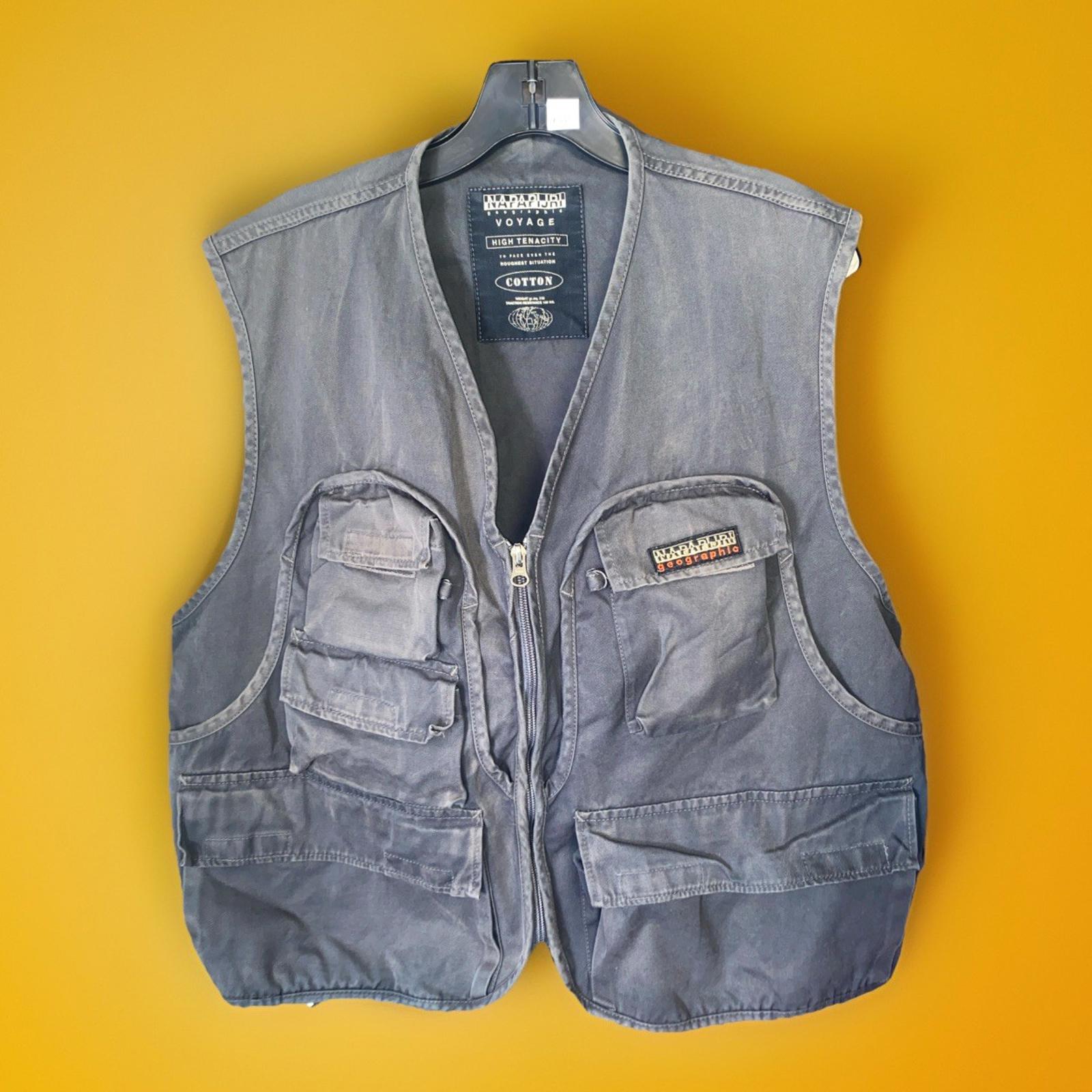 Vintage Napapijri Geographic Voyage High Tenacity utility Vest Size Large