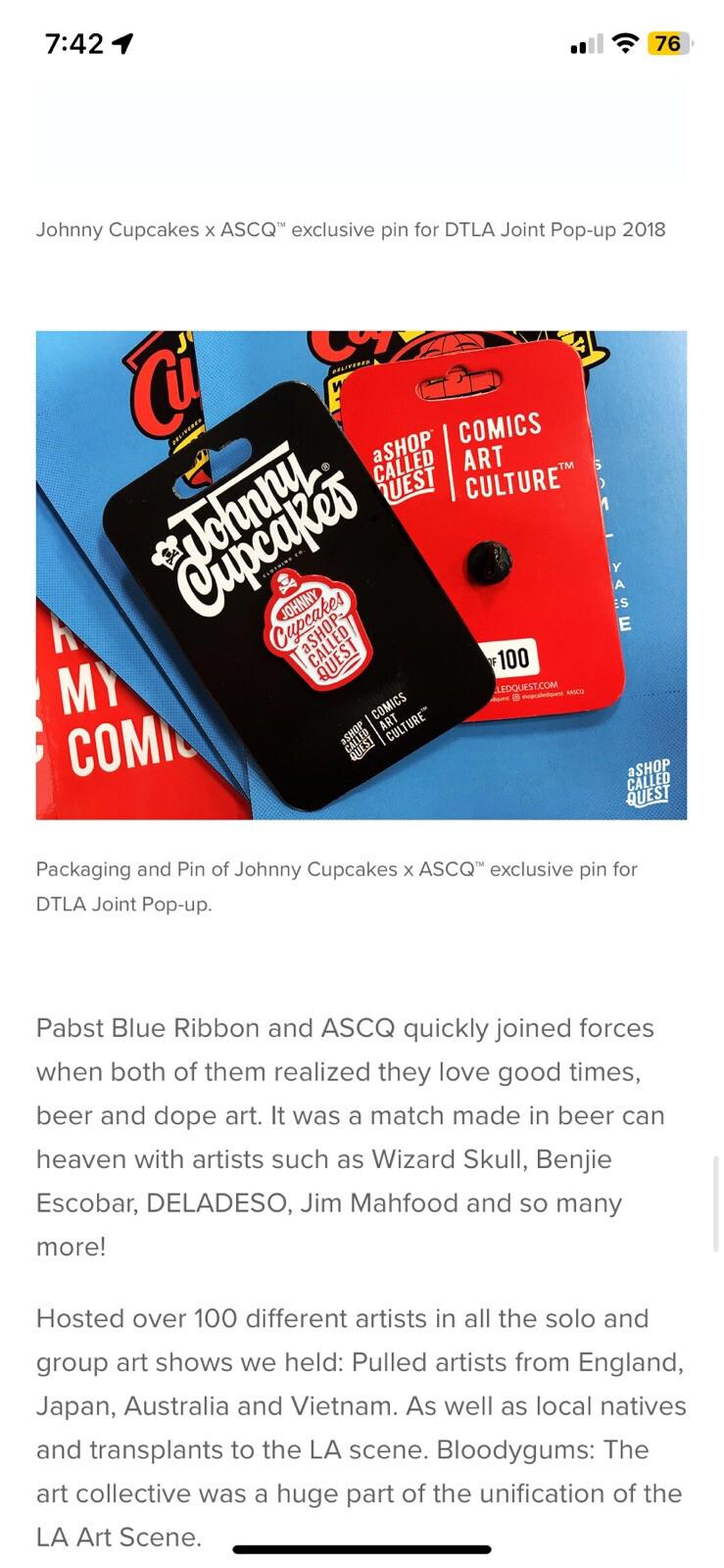Johnny Cupcakes A Shop Called Quest Limited Edition Pin 58/100