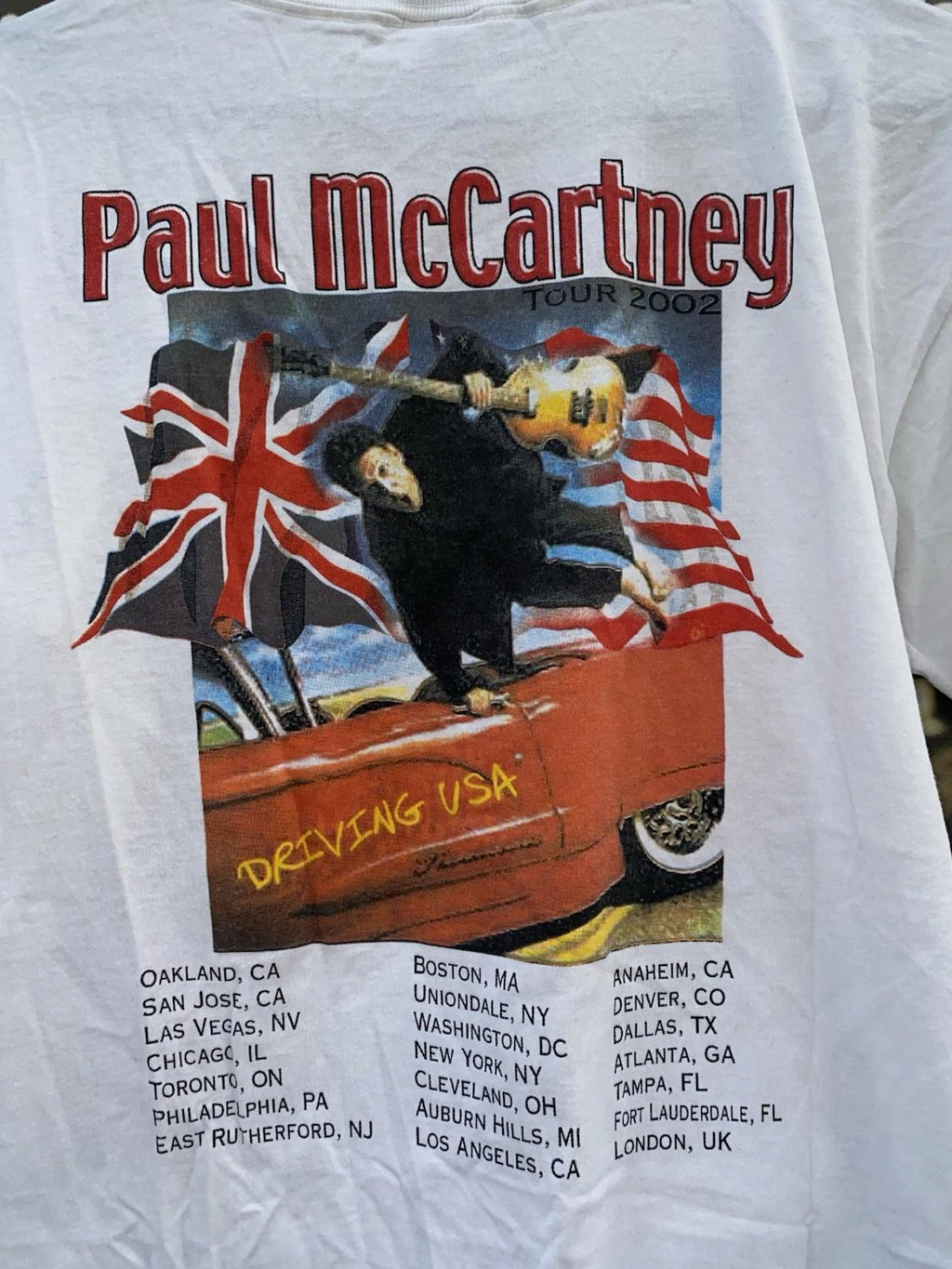 VTG 2002 Paul McCartney Beatles Driving Rain Tour Lng Sleeve Dual Side T Shirt M