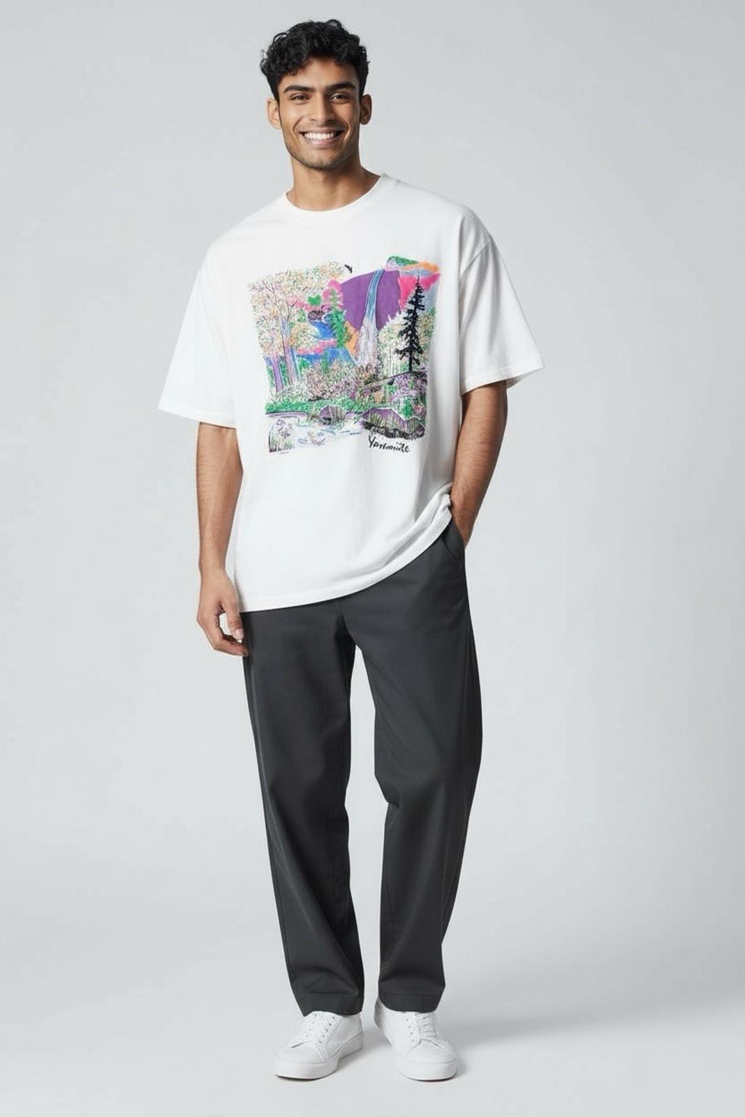 VTG 1990 Yosemite National Park Neon Single Stitch T Shirt Fruit Of The Loom XL