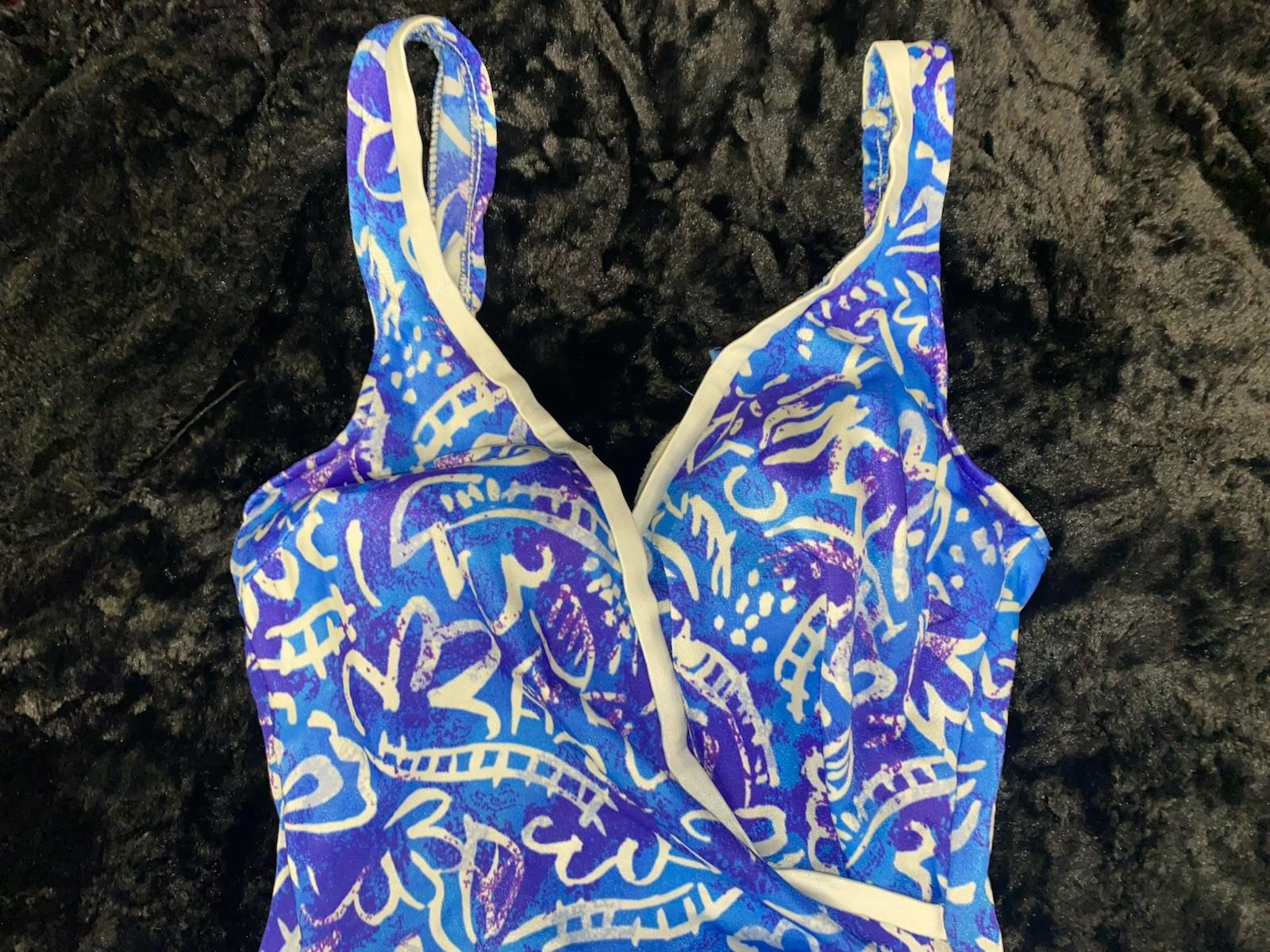 Vintage Maxine Of Hollywood Vibrant Abstract One Piece Bathing Swim Suit S/M