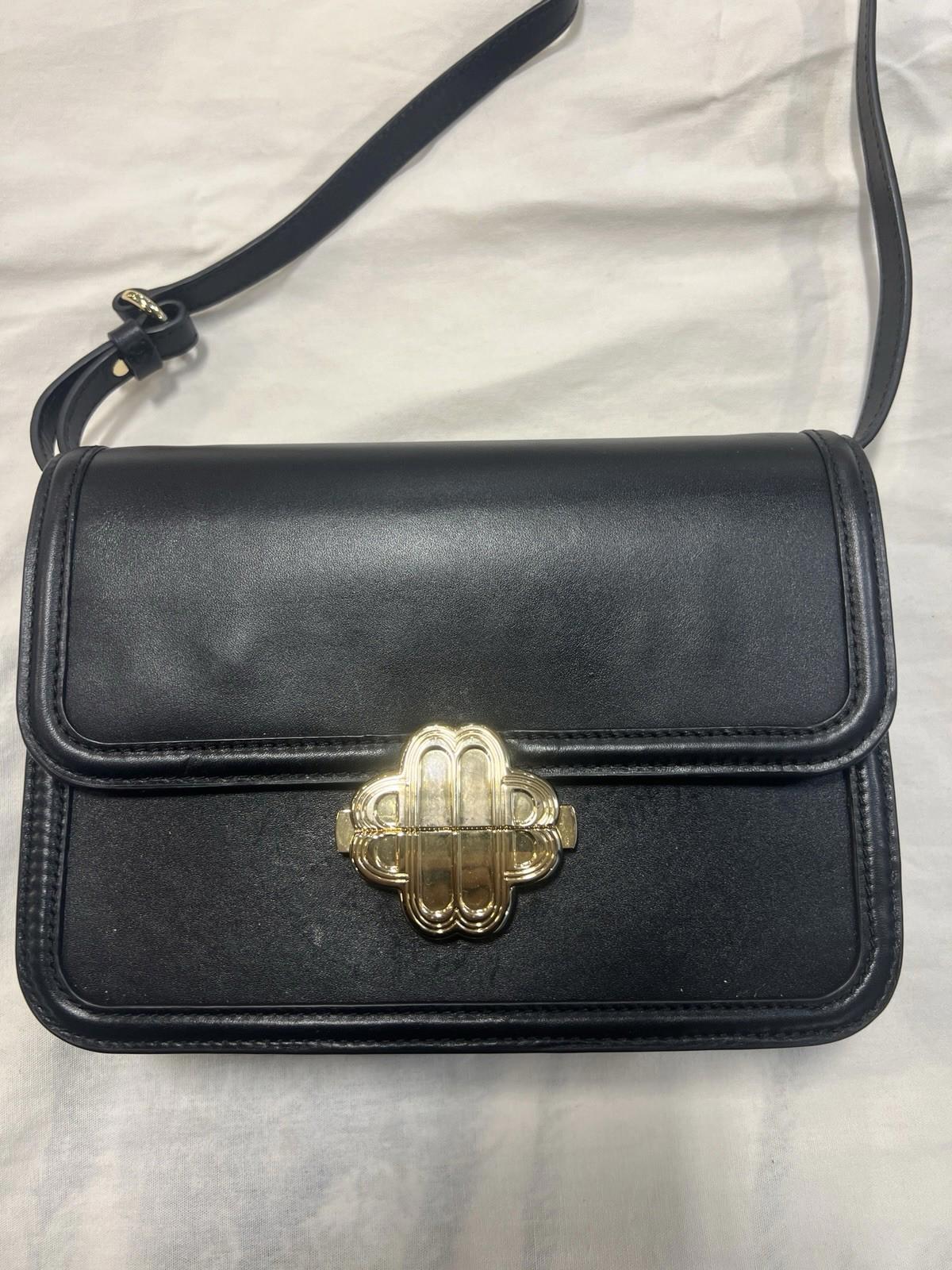 $490. Maje Clover Leather Clutch Crossbody Bag Black Gold
