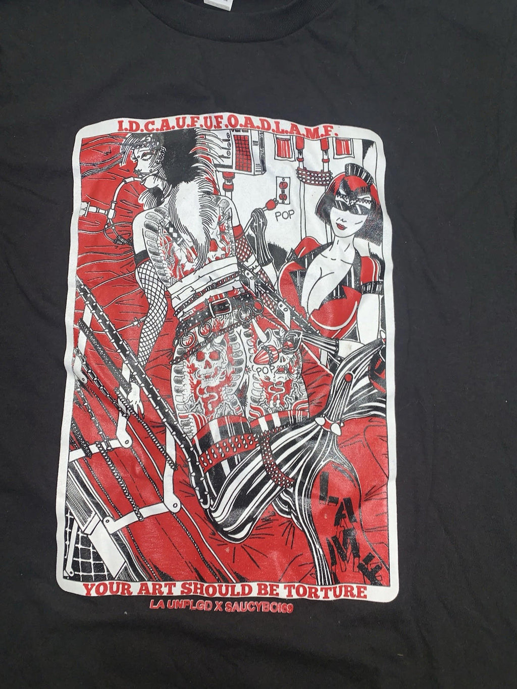 Art Should Be Torture LA UNPLGD x SaucyBoi 69 Fetish Tattoo BDSM Shirt Size M