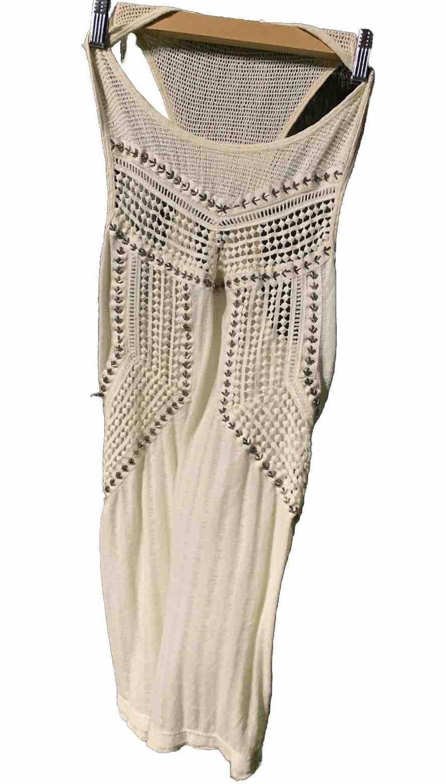 Free People Trinity Boho Chic Beaded Crochet Tank Top Size XS