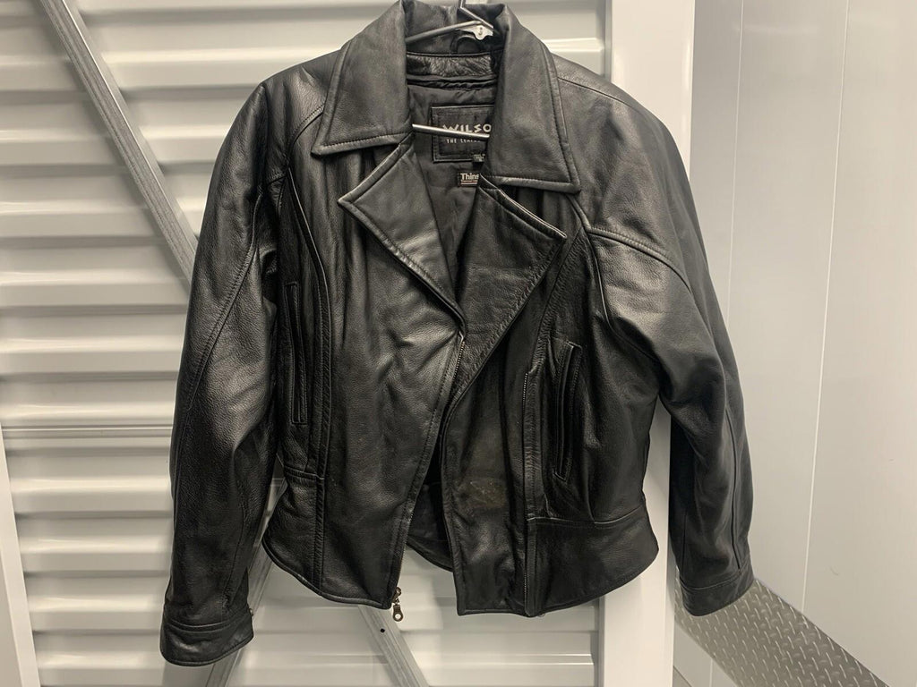 WILSON'S THINSULATE WOMENS BLACK LEATHER JACKET SIZE SMALL WITH LINER