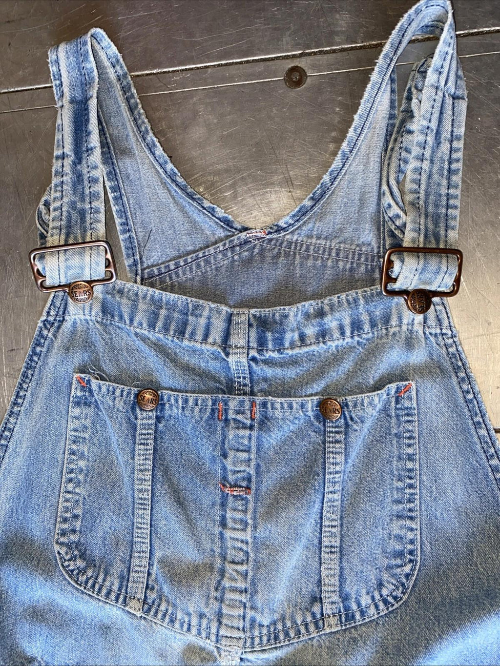 Vintage 1960s Sears Tradewear Denim Overalls Faded Distressed 36 x 30