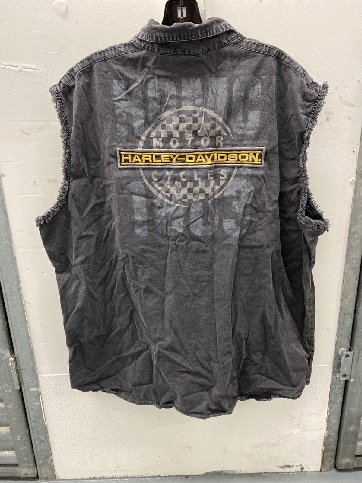 Harley Davidson Motorcycles 1903 Dual Sided Sleeveless Charcoal Shirt Vest