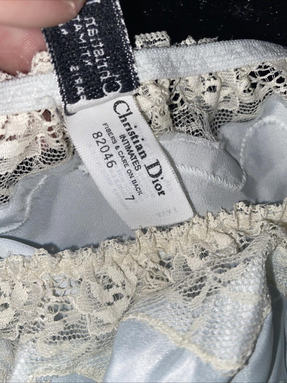 Vintage Christian Dior Intimates Satin Baby Blue & Cream Lace Lingerie Size 7/ M