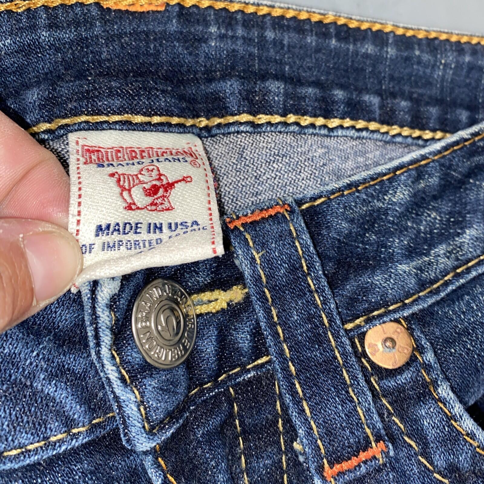 Vintage True Religion Johnny Wide Leg Dark Blue Denim U Pocket Jeans Y2K 29