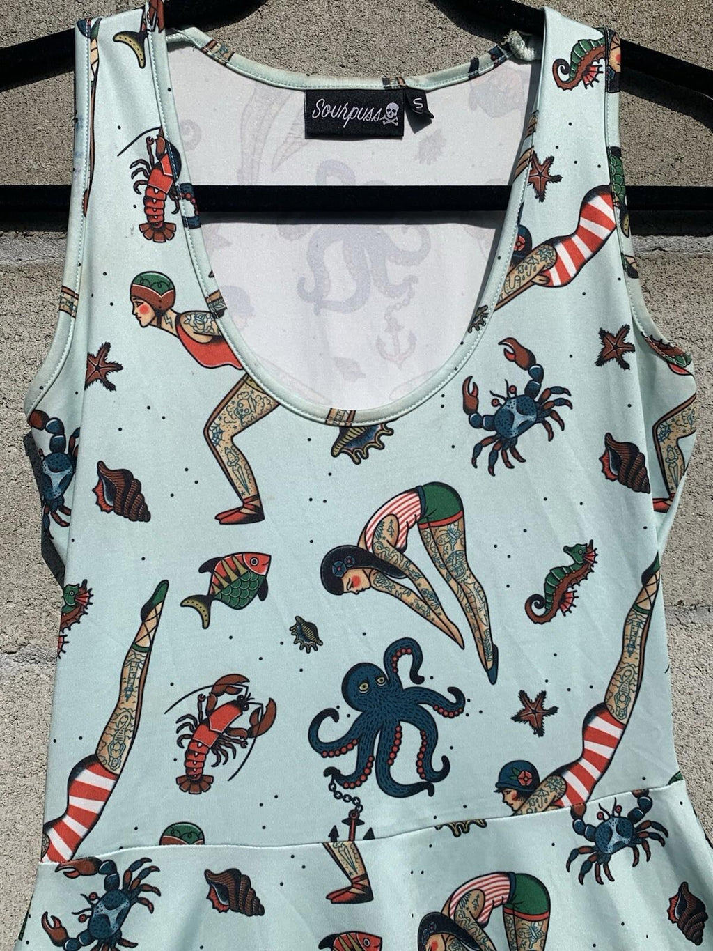 Sourpuss Tattooed Divers Skater Dress Size Small