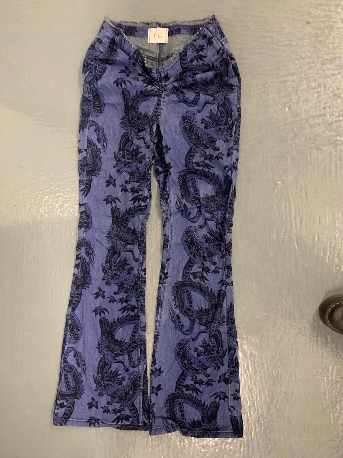 BDG Urban Outfitters Dragon Denim Bell Bottom Jeans Ruched Dipped V Flare Sz 28