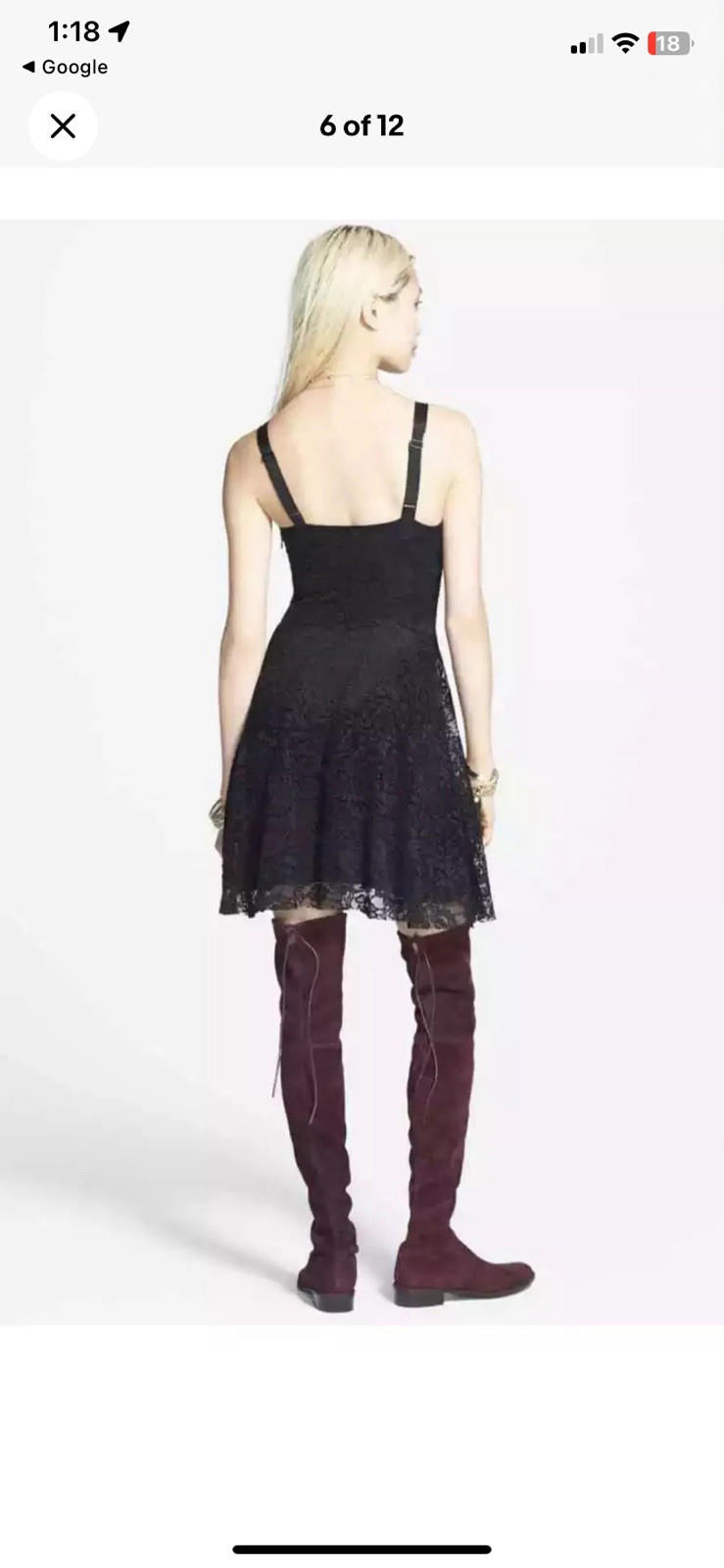 FREE PEOPLE $158 Black & Blue Lace Sweetheart Skater Dress S