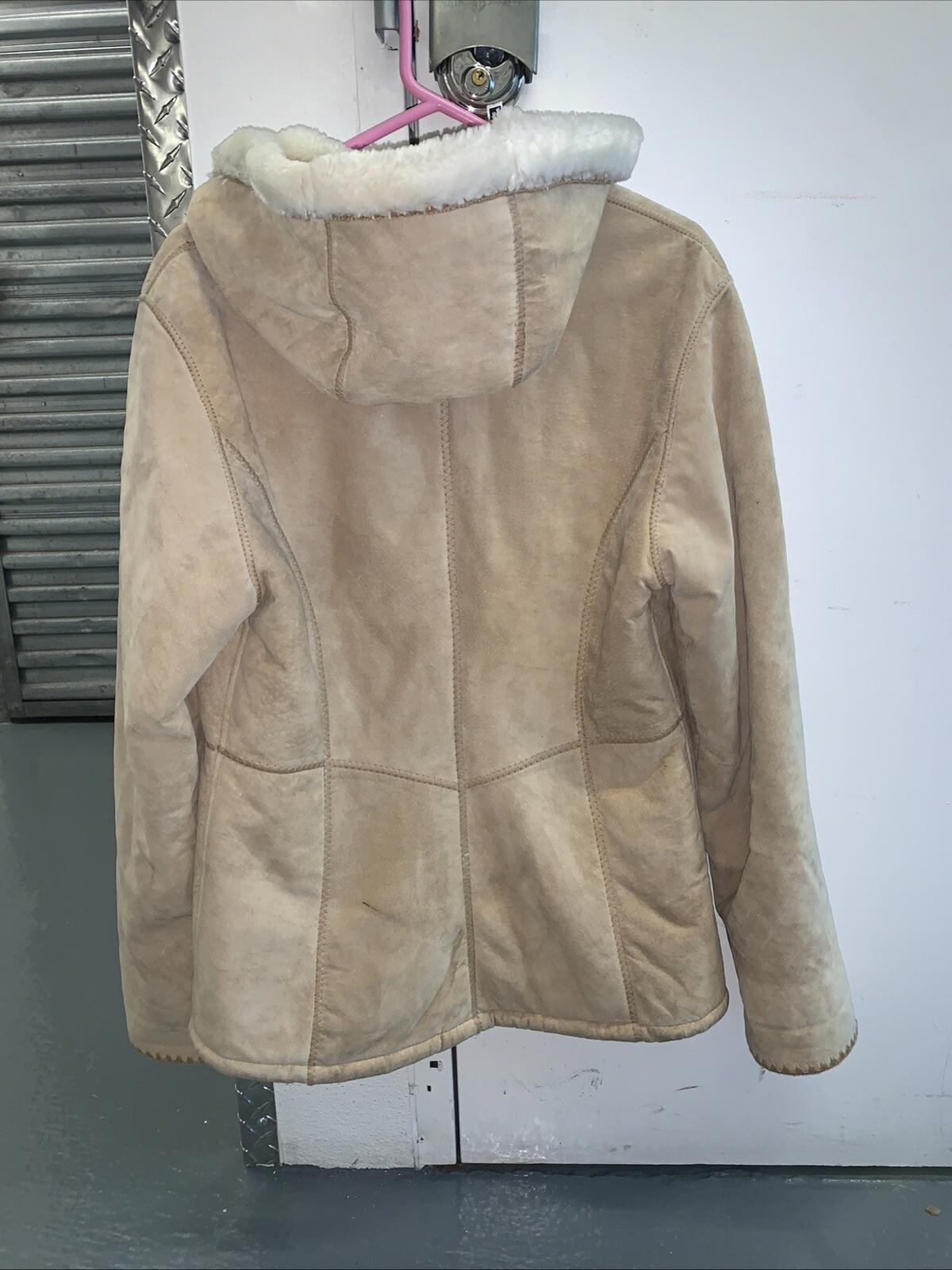 Vintage Marvin Richards Suede Leather Hooded Faux Fur Zip Up Jacket