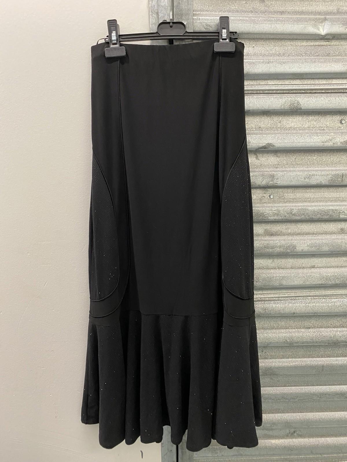 Long Black Maxi Skirt With Glitter Accents And Flared Hem Size M Stretch