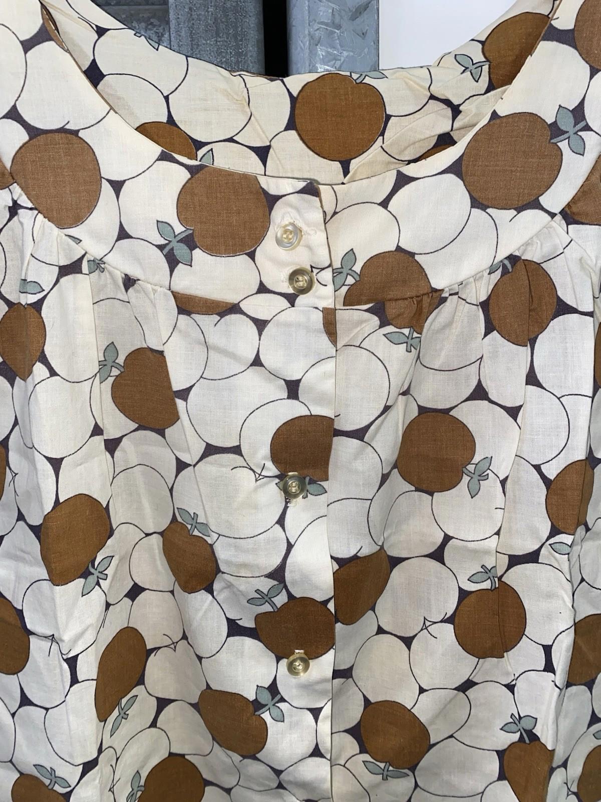 Vintage Handmade 1960s Mod Style Apples sleeveless Blouse Top Shirt L