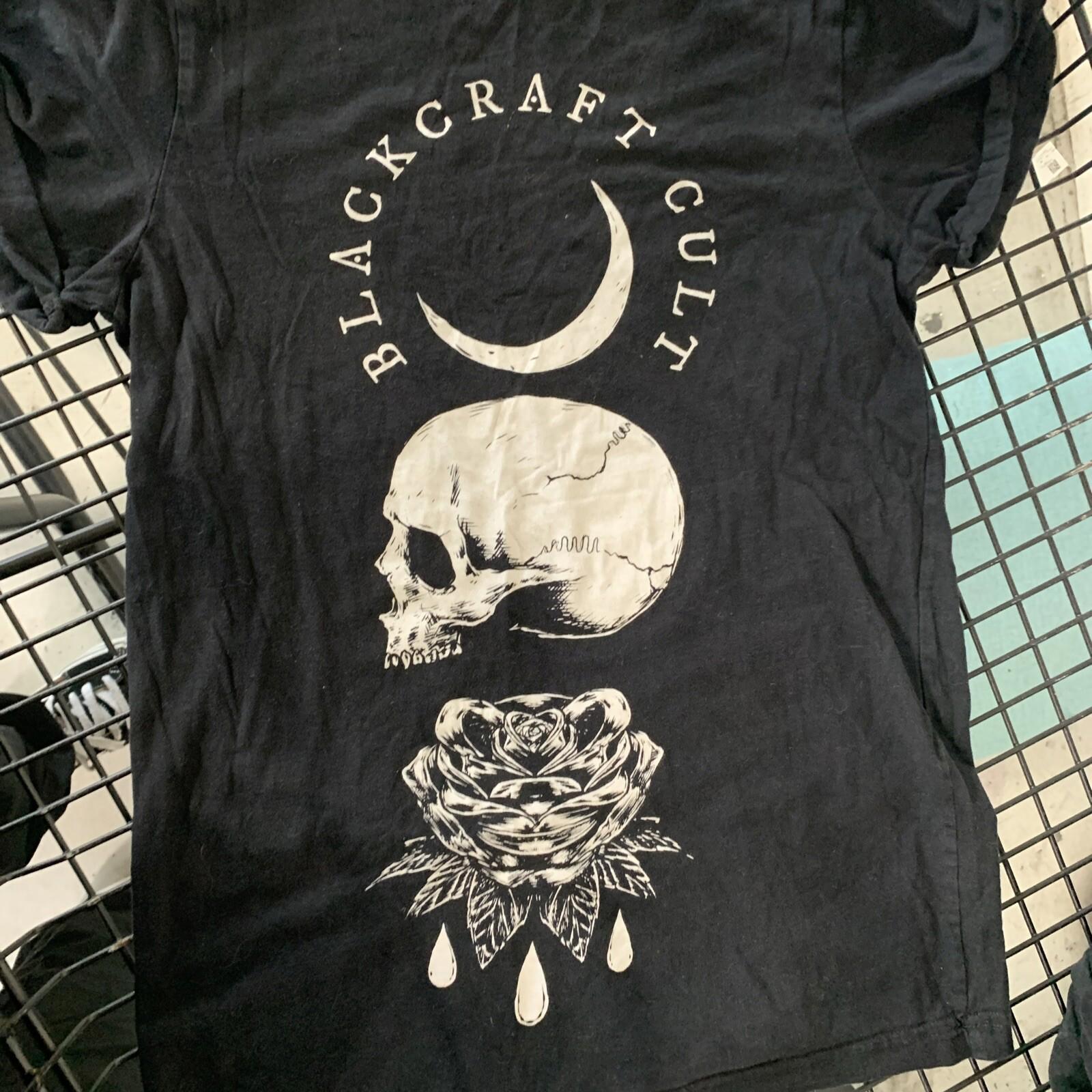 BLACK CRAFT CULT MOON SKULL BLEEDING ROSE T SHIRT