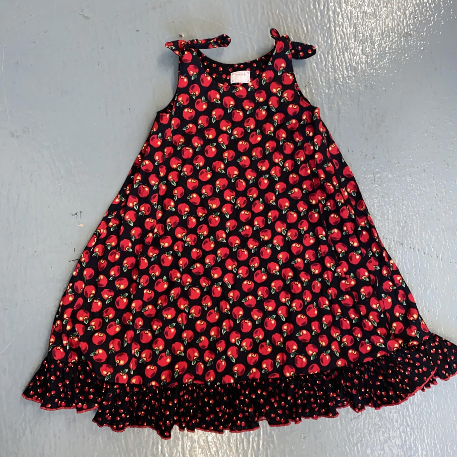 Handmade Vintage Girls Apples Dress Size Large Children