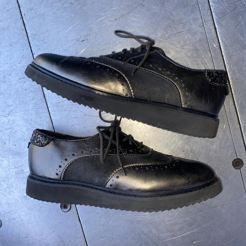 NWOB Geox Respira Thymar Metallic Sparkles Leather Oxford Shoes Wo 37.5 US 7