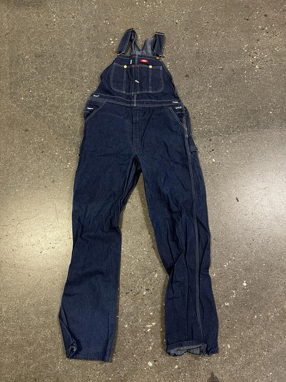 Mens 36X34 DICKIES Bib Overalls Blue Jean Carpenter Workwear Denim