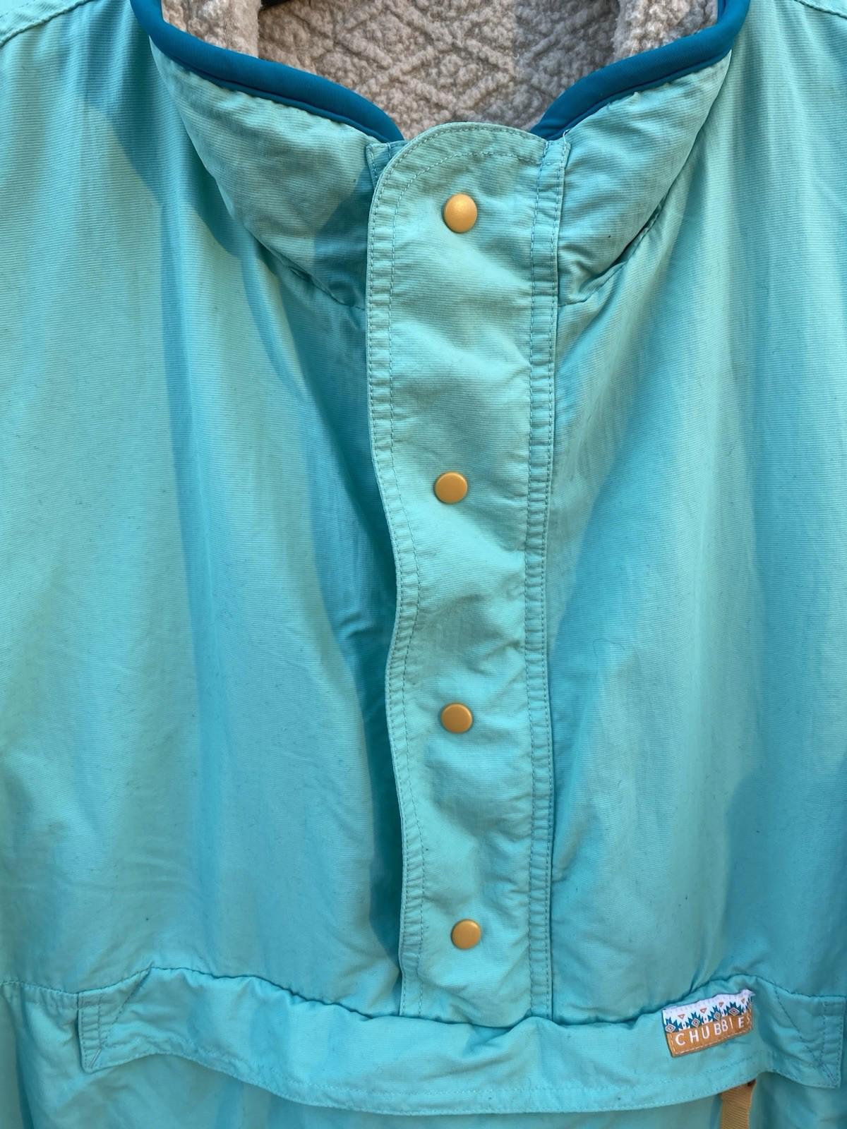 Chubbies Reversible 90’s Style Colorblock 1/2 Zip Sherpa Jacket Teal Beige XL