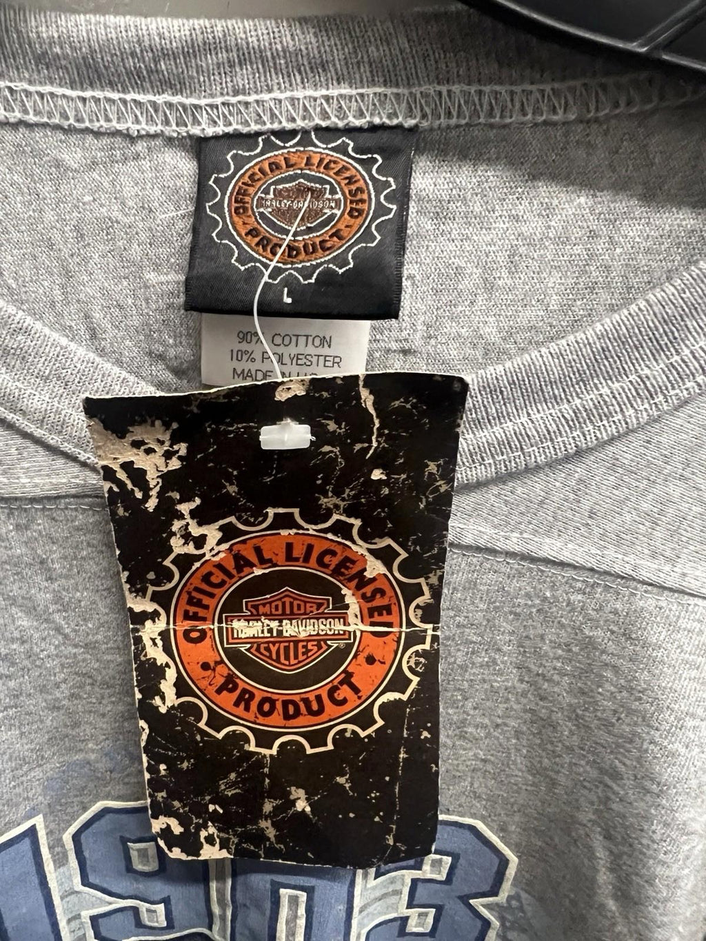 VTG NWT 1996 Harley Davidson 1903 T Shirt Gray Size L Upcycled Distressed