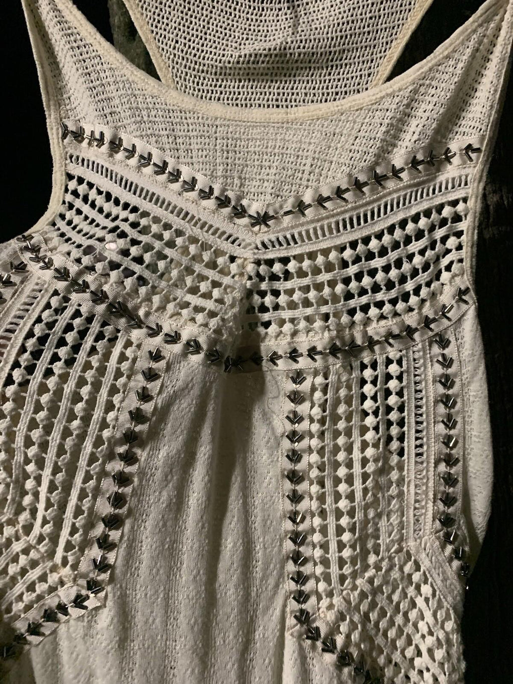 Free People Trinity Boho Chic Beaded Crochet Tank Top Size XS