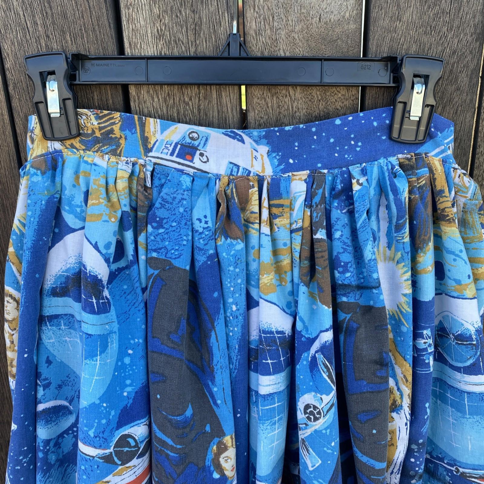 VTG 1977 STAR WARS Fabric Sugar Stitch Clothing Upcycled Pleated Skirt Pockets S