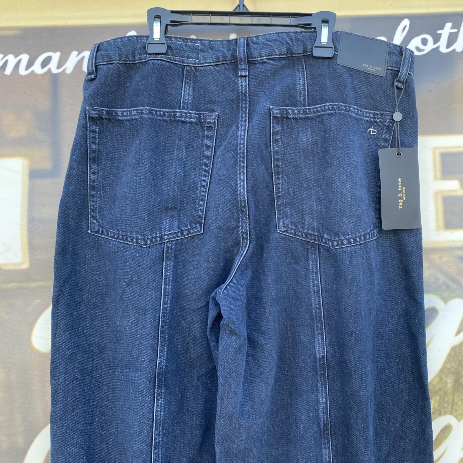 NWT Rag & Bone Women's Elenna Blue Marina High Rise Wide Leg Jeans Pants Size 32