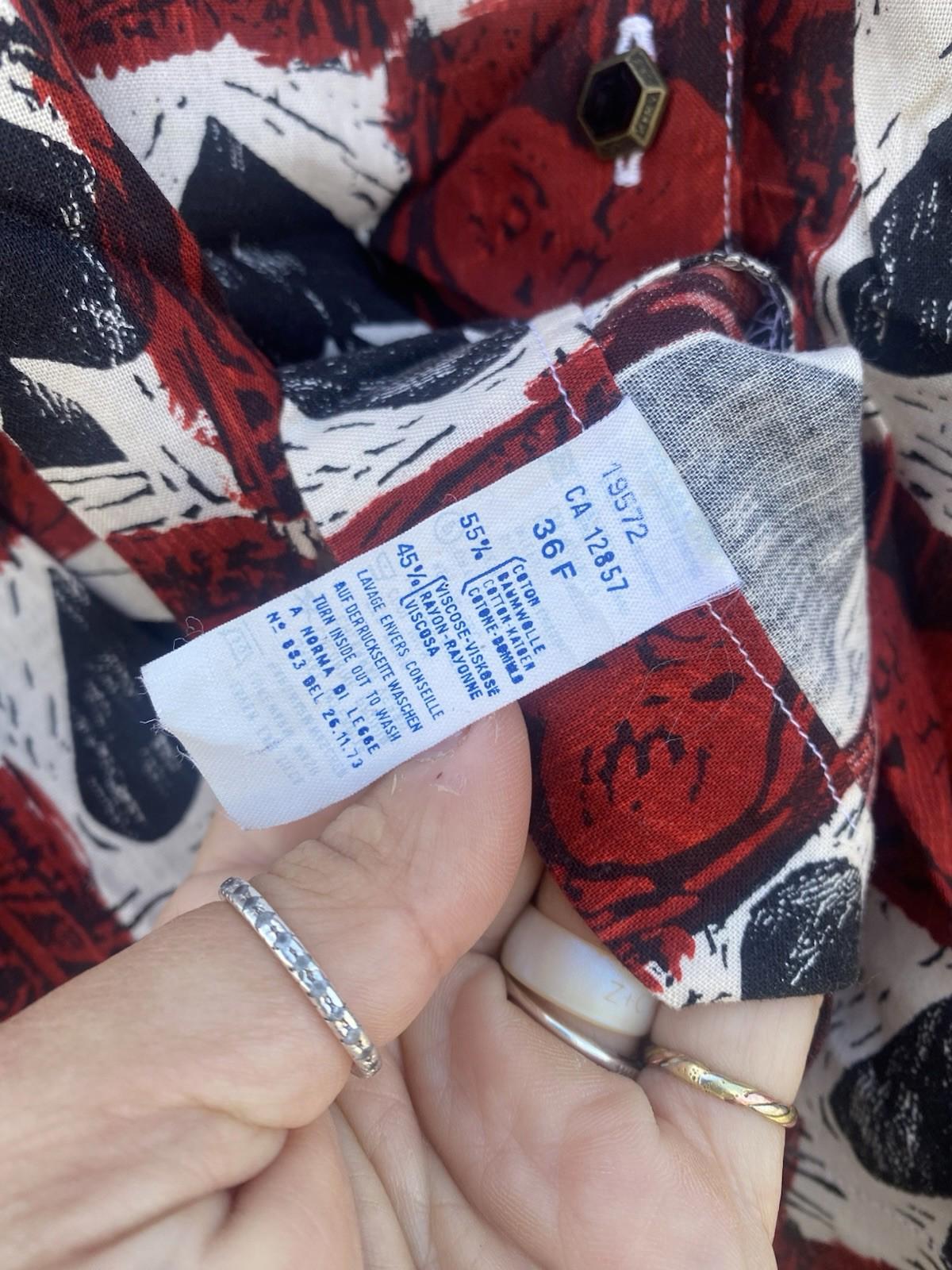 Vintage 1970’s New Man Brand Ace Of Spades And Hearts Playing Card Shirt Women M