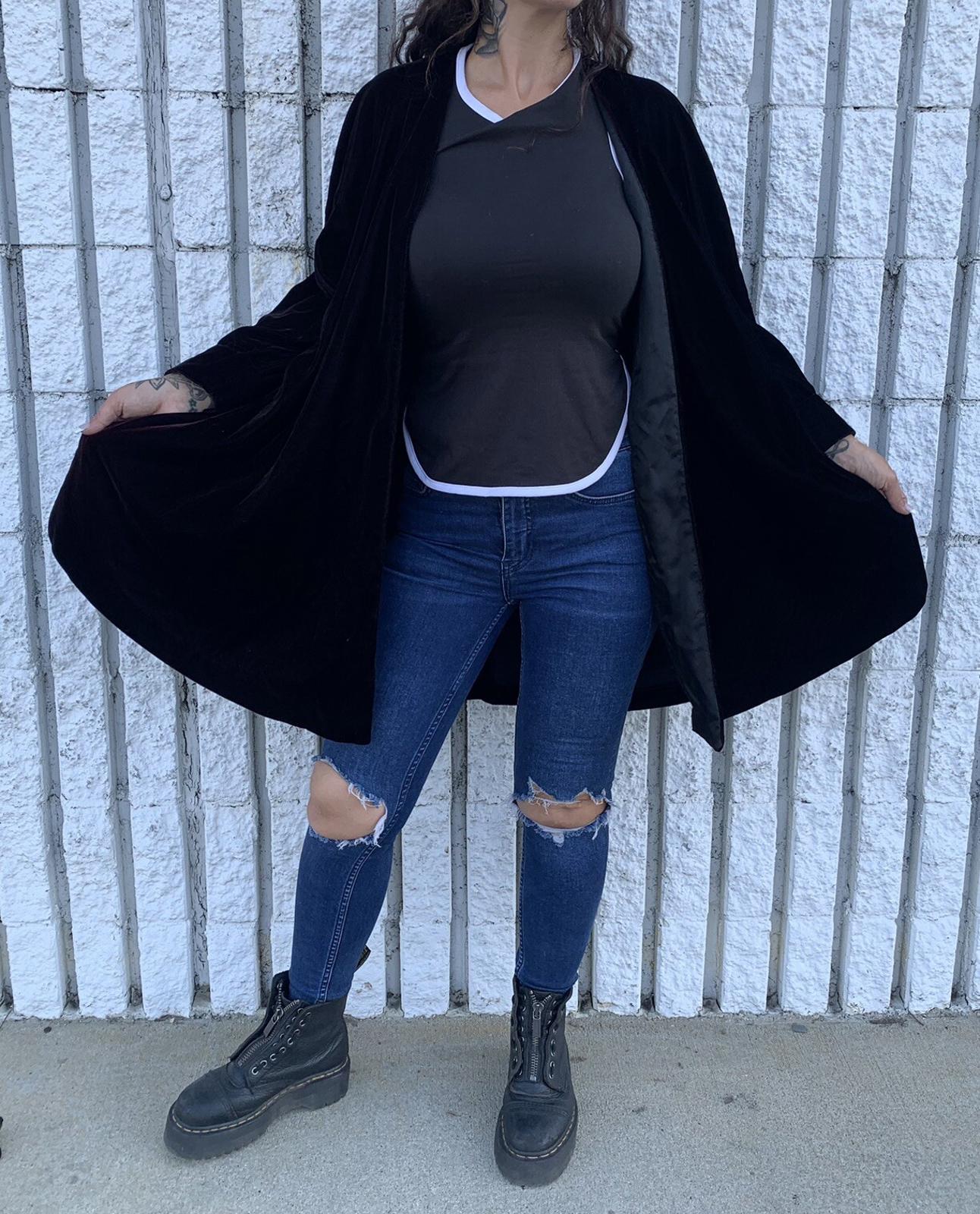 Vintage Black Velvet JUMP! Brand Cape Style Coat
