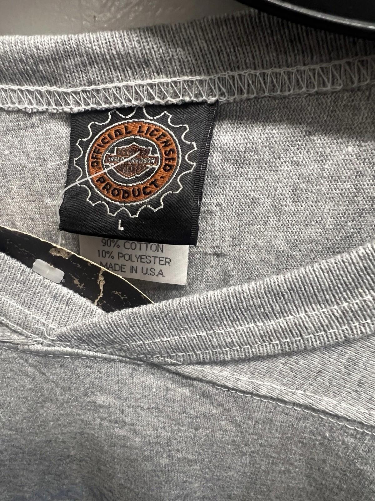VTG NWT 1996 Harley Davidson 1903 T Shirt Gray Size L Upcycled Distressed