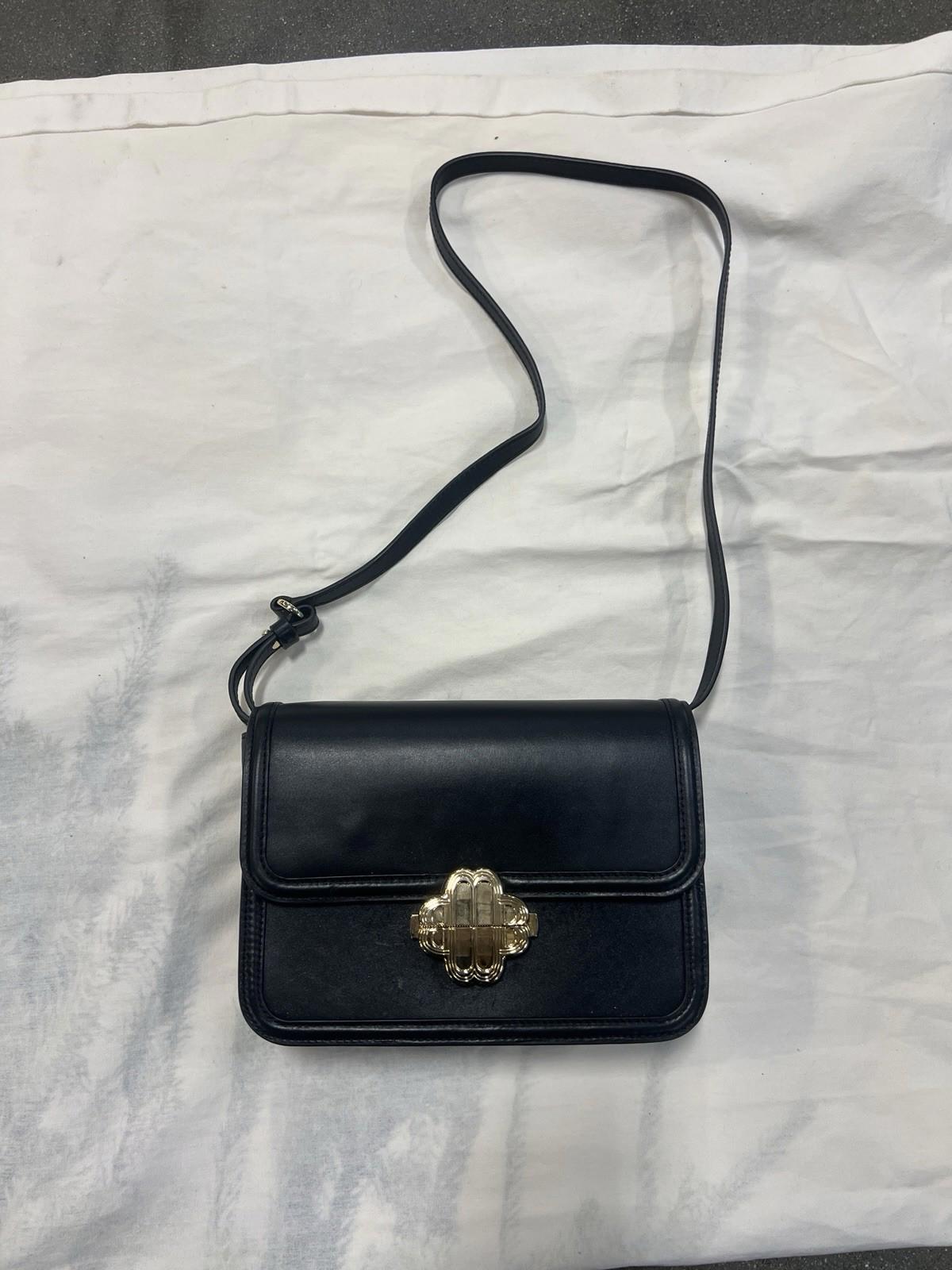 $490. Maje Clover Leather Clutch Crossbody Bag Black Gold