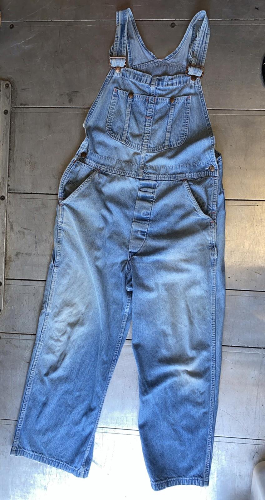 Vintage 1960s Sears Tradewear Denim Overalls Faded Distressed 36 x 30