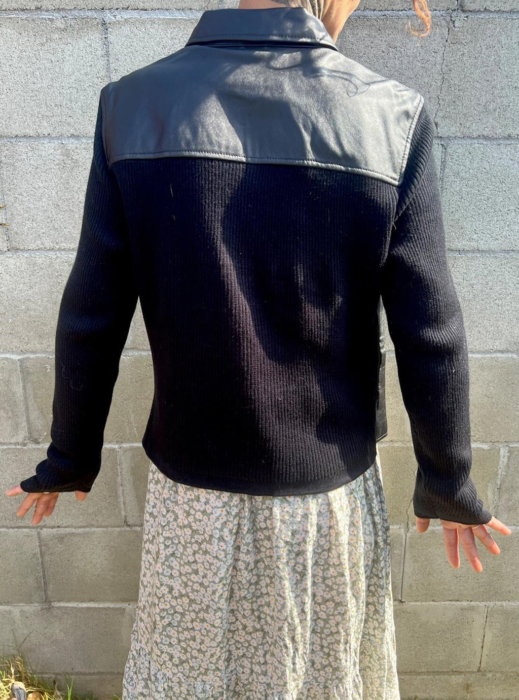 Jaclyn Smith Classic Leather Long Sleeve Black Zip Up Jacket