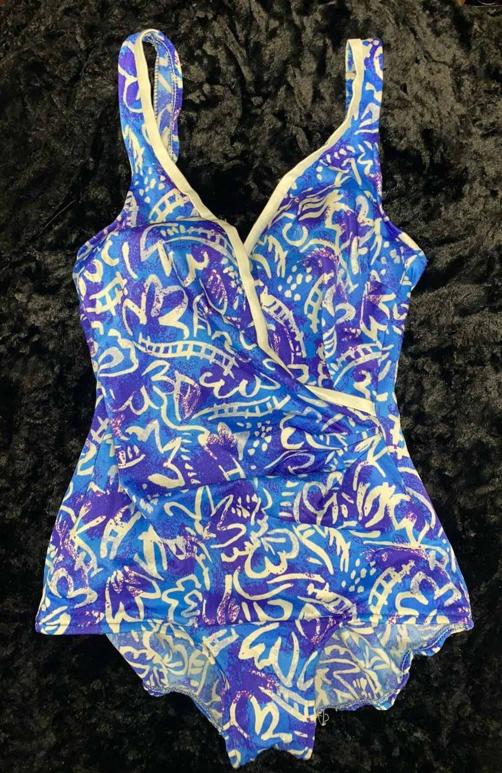 Vintage Maxine Of Hollywood Vibrant Abstract One Piece Bathing Swim Suit S/M