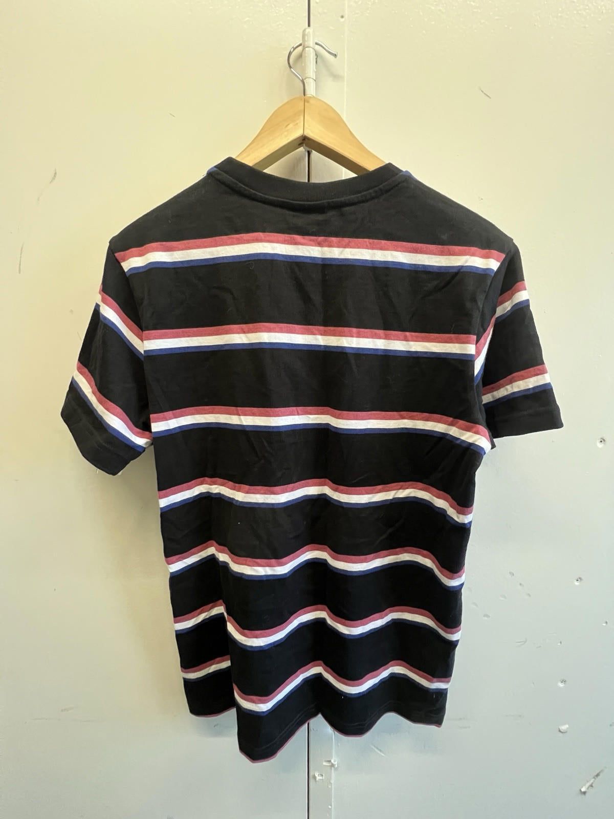Huf Striped Embroidered T Shirt Size Small Men's Multicolor Black 100% Cotton