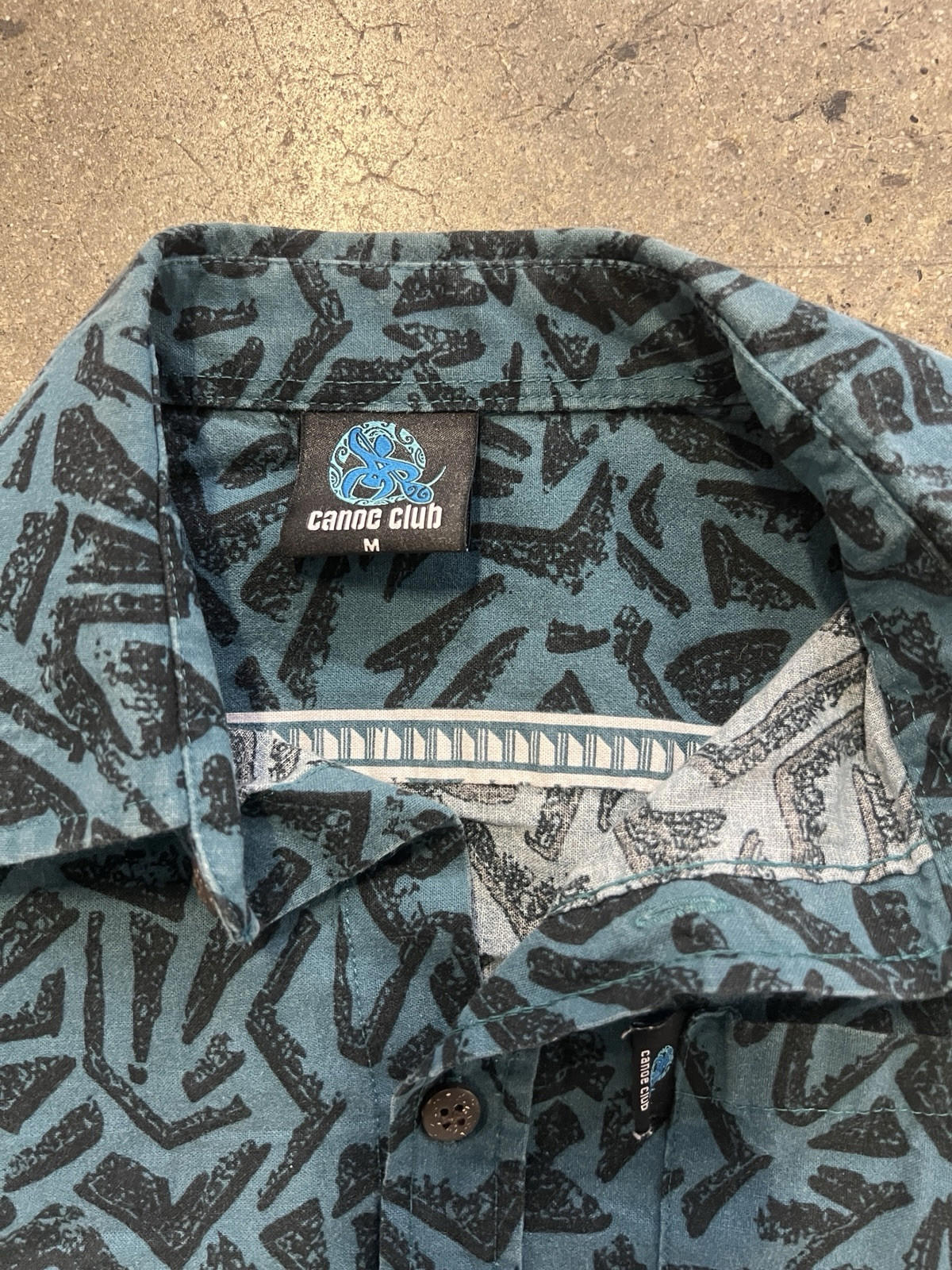Vtg Canoe Club Fiji  Tropical All Over Print Hawaiian Camp Shirt Mens Medium M