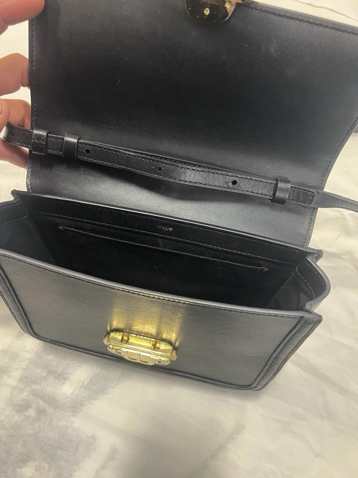 $490. Maje Clover Leather Clutch Crossbody Bag Black Gold