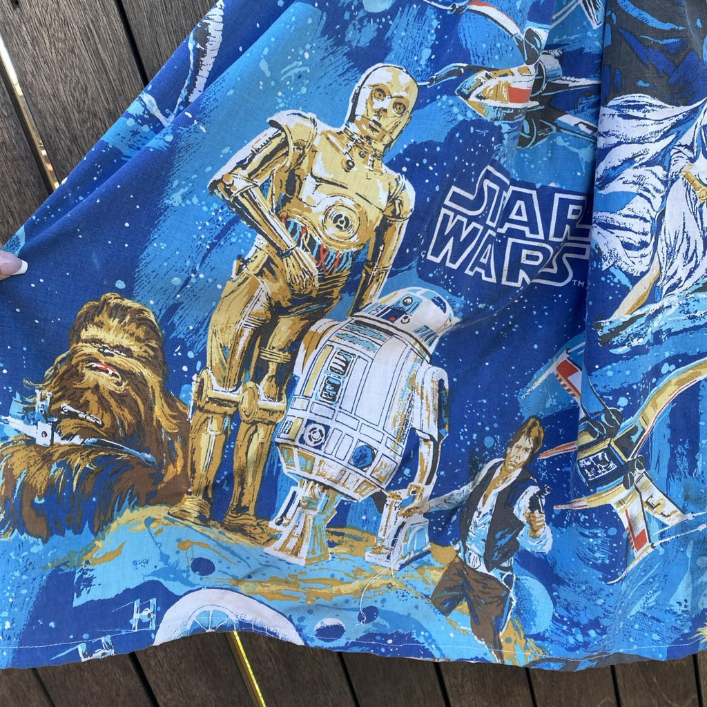 VTG 1977 STAR WARS Fabric Sugar Stitch Clothing Upcycled Pleated Skirt Pockets S